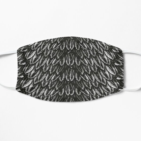 Feather Pattern No. 2 | Vintage Feathers | Black and White | Bird Feathers | Patterns in Nature | Flat Mask