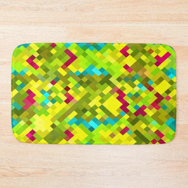 Item preview, square pixel pattern abstract in yellow green blue red designed and sold by Mrvell.