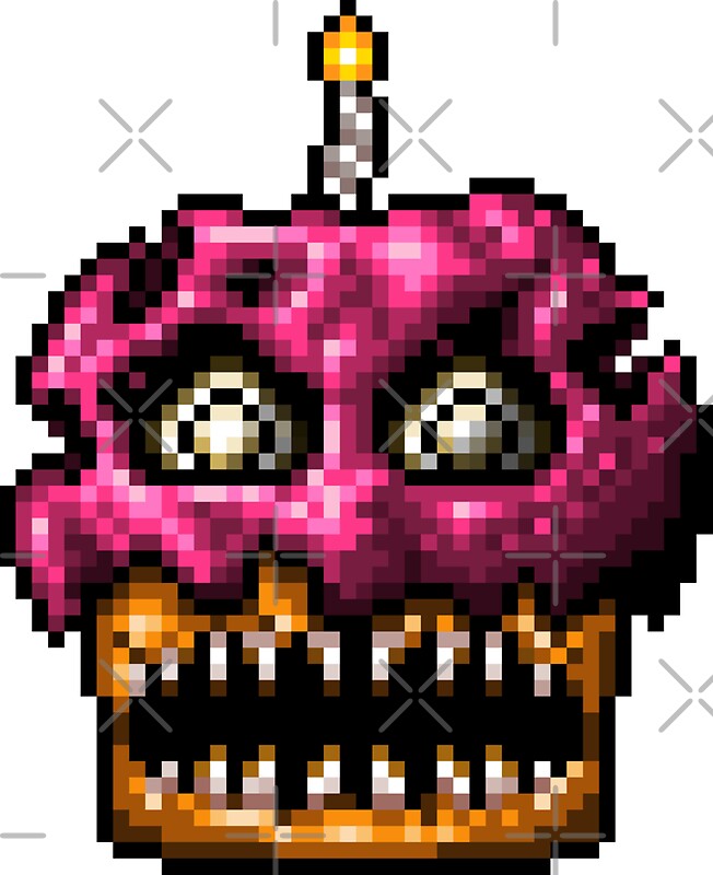 "Five Nights at Freddys 4 - Nightmare Cupcake - Pixel art" Stickers by