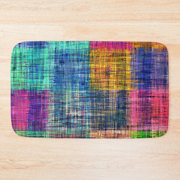 Item preview, vintage square plaid pattern painting abstract in blue green brown pink designed and sold by Mrvell.
