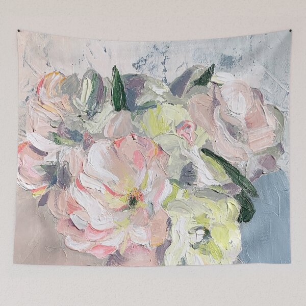 Item preview, Blushing Roses Pallete Knife Painting designed and sold by Art by Amy Herman.