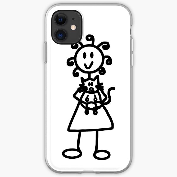 The Girl with the Curly Hair Holding Cat - White iPhone Soft Case