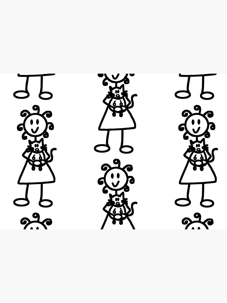 The Girl with the Curly Hair Holding Cat - White by -chp
