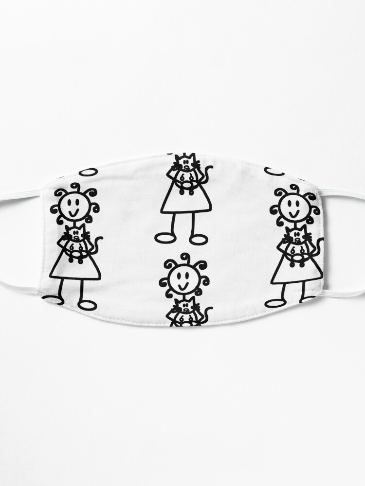 Alternate view of The Girl with the Curly Hair Holding Cat - White Mask