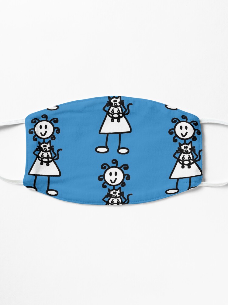 Alternate view of The Girl with the Curly Hair Holding Cat - Blue Mask