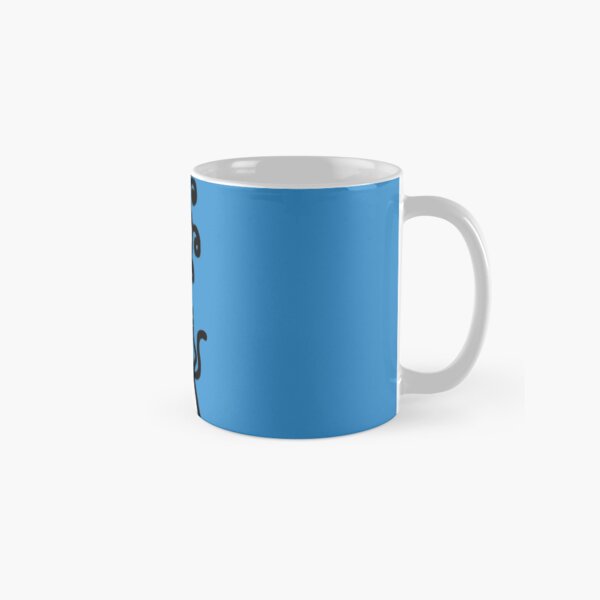The Girl with the Curly Hair Holding Cat - Blue Classic Mug