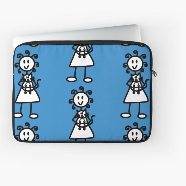 The Girl with the Curly Hair Holding Cat - Blue Laptop Sleeve