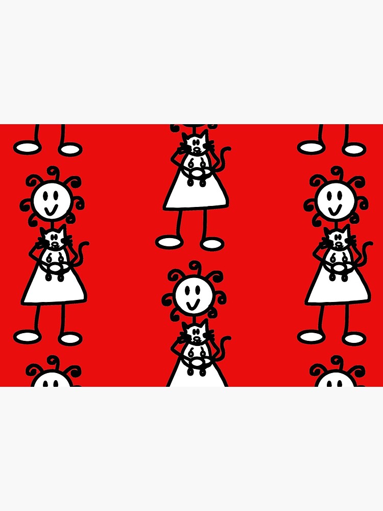 The Girl with the Curly Hair Holding Cat - Red by -chp