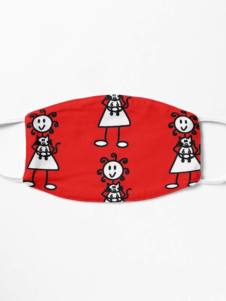 Alternate view of The Girl with the Curly Hair Holding Cat - Red Mask