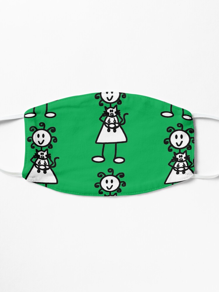 Alternate view of The Girl with the Curly Hair Holding Cat - Green Mask
