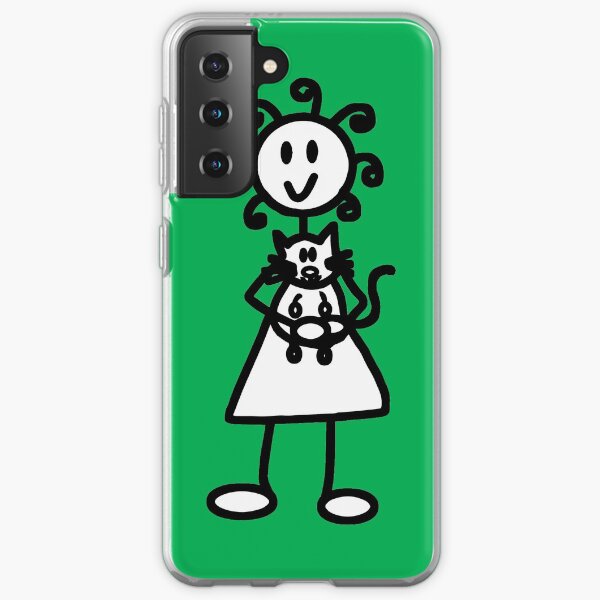 The Girl with the Curly Hair Holding Cat - Green Samsung Galaxy Soft Case