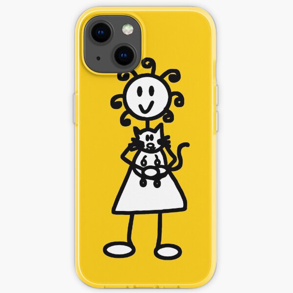 The Girl with the Curly Hair Holding Cat - Yellow iPhone Soft Case
