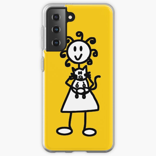 The Girl with the Curly Hair Holding Cat - Yellow Samsung Galaxy Soft Case