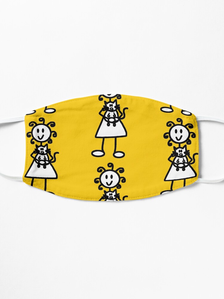 Alternate view of The Girl with the Curly Hair Holding Cat - Yellow Mask
