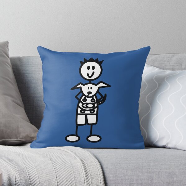 The boy with the spiky hair - mid blue Throw Pillow