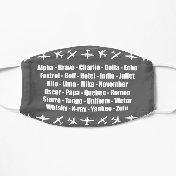 Phonetic Alphabet White Aeroplanes Design Flat Mask