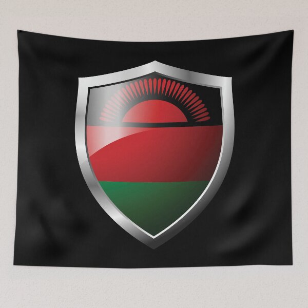Item preview, Strong Malawi Flag Shield Country designed and sold by HelloFromAja.
