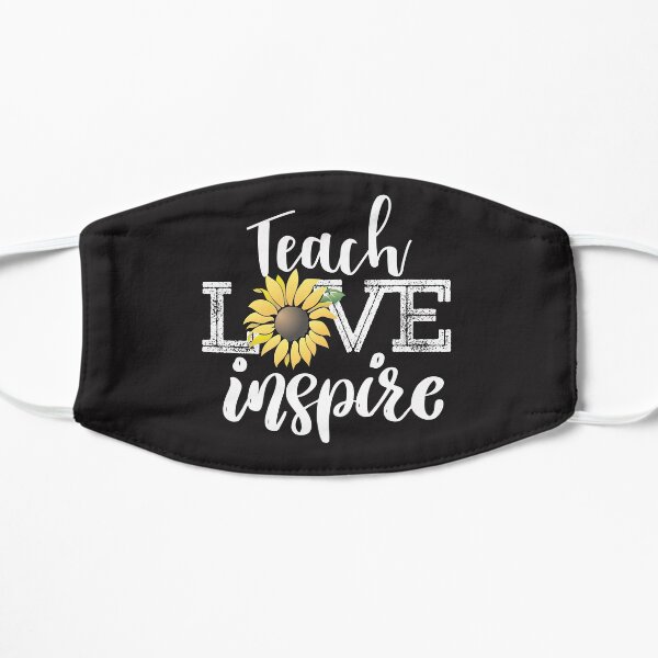 Teach Love Inspire Teacher sunflower cute retro inspirational quote gift Flat Mask