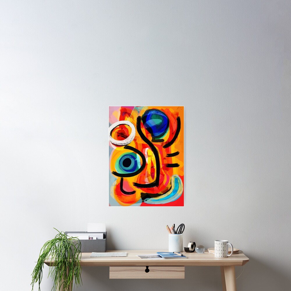 Orange Abstraktes Primitives Kunstmuster Freudiges Leben Poster Von Signorino Redbubble