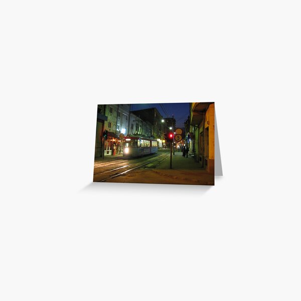 Iasi Tram at Night Greeting Card