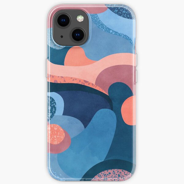 Terrazzo galaxie bleu vague rose Coque souple iPhone