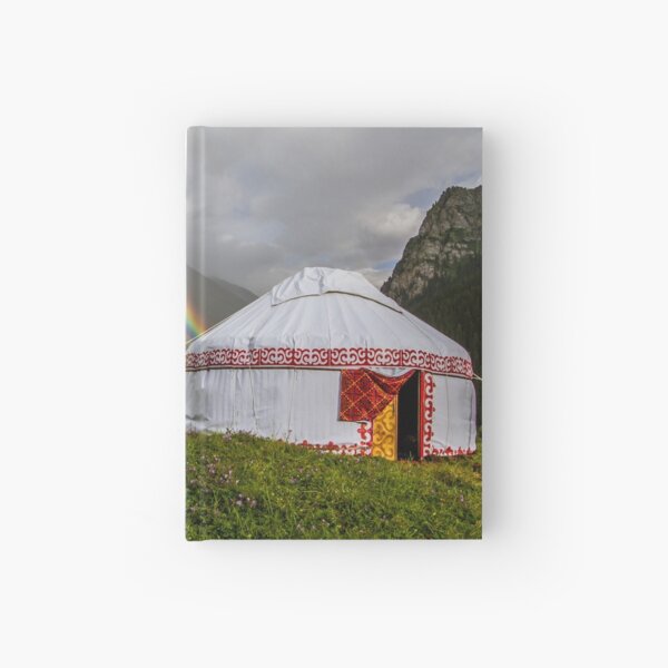 Rainbow over Yurt in Kyrgyzstan, Central Asia Hardcover Journal