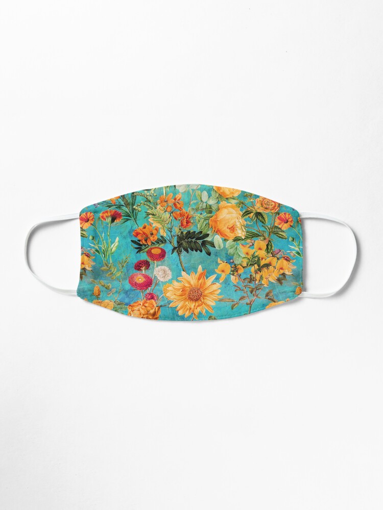 Alternate view of Turquoise Vintage Botanical Summer Garden Mask