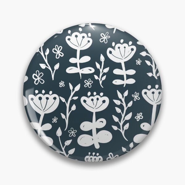 Item preview, Navy Blooms Retro Pattern designed and sold by SamOssie.