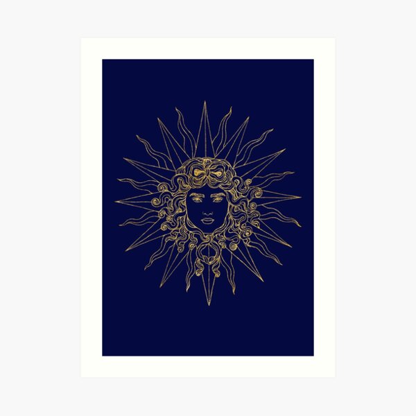 Sun amblem blue/gold. Art Print