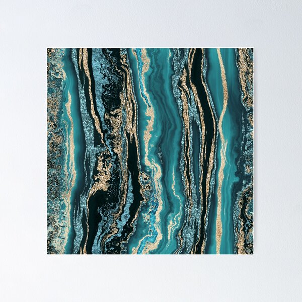 Item preview, Turquoise Gold Sparkling Luxury Marble Gemstone Art designed and sold by artsandsoul.