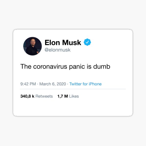 Elon Musks historischer Tweet über den Coronavirus Sticker