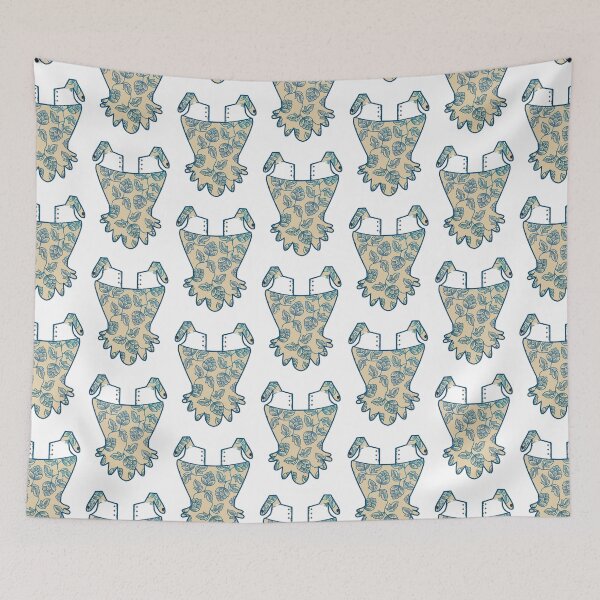 Item preview, 17th / 18th Century Stay Corset Blue Flower Pattern  designed and sold by RosalieReeves.
