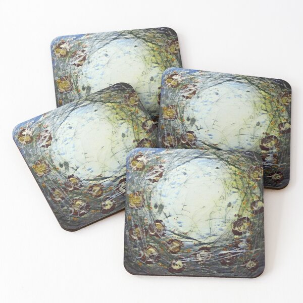 Poppy Circle 11 designed and created by (c) Janet Watson Art Coasters (Set of 4)