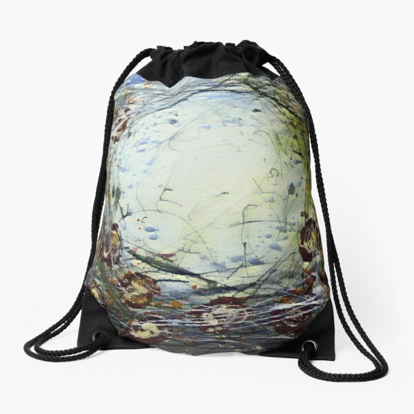 Poppy Circle 11 designed and created by (c) Janet Watson Art Drawstring Bag