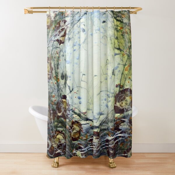 Poppy Circle 11 designed and created by (c) Janet Watson Art Shower Curtain