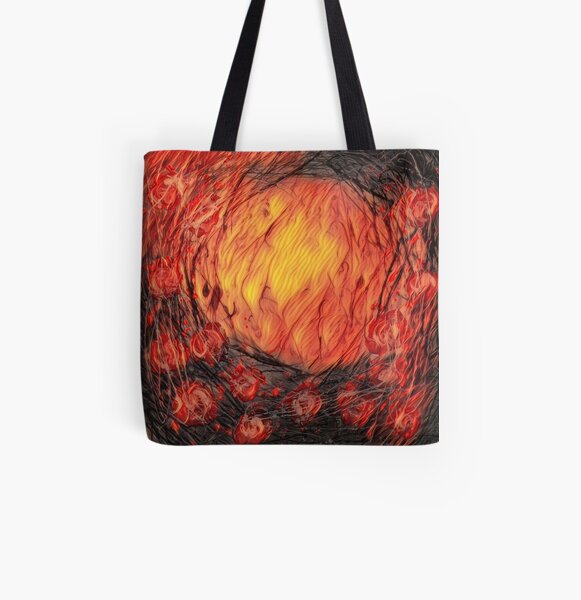 Poppy Circle 12 designed and created by (c) Janet Watson Art All Over Print Tote Bag
