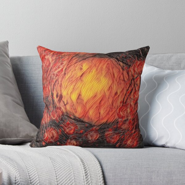 Poppy Circle 12 designed and created by (c) Janet Watson Art Throw Pillow