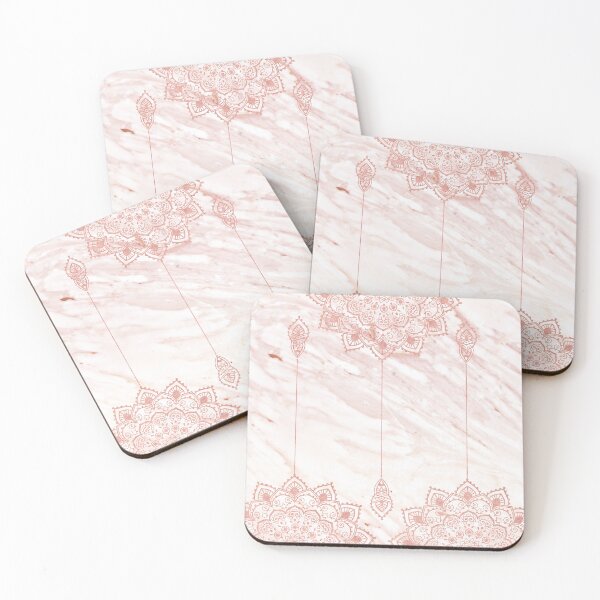 Item preview, Beaded mandala drops on pink marble designed and sold by marbleco.