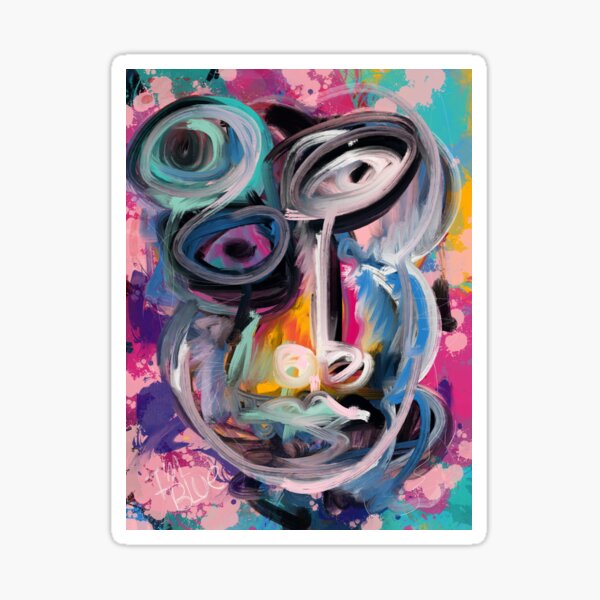 Item preview, Blue Pink Street Art Expressionism Portrait Graffiti  designed and sold by signorino.