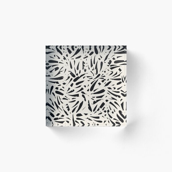 Bamboo Leaves in Black and Ivory / Ink Mood Acrylic Block