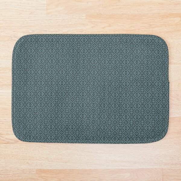 Folk Art Pattern in Medium Blue Bath Mat