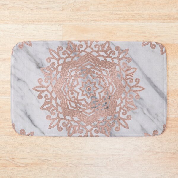 Item preview, Blooming rose gold mandalas on soft grey marble designed and sold by marbleco.