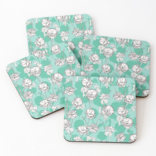 Item preview, Aqua Floral Ink Line Painting designed and sold by gabrielleneil.
