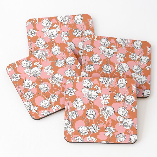 Item preview, Pink Rust Floral Ink Line Painting designed and sold by gabrielleneil.