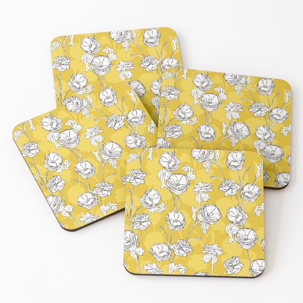 Item preview, Yellow Mustard Floral Ink Line Painting designed and sold by gabrielleneil.