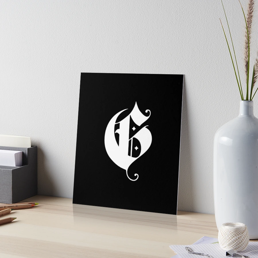 G – Old English Initial White Letter G | Art Board Print