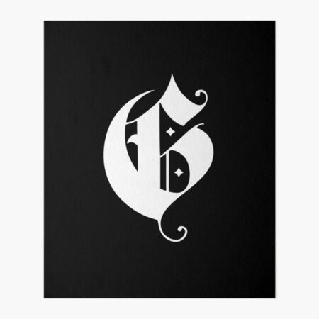 G – Old English Initial White Letter G | Art Board Print