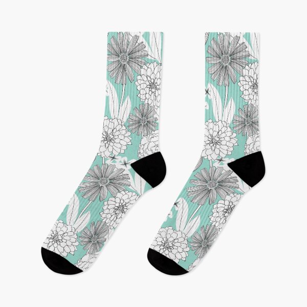 Item preview, Black and White Aqua Garden Floral designed and sold by gabrielleneil.
