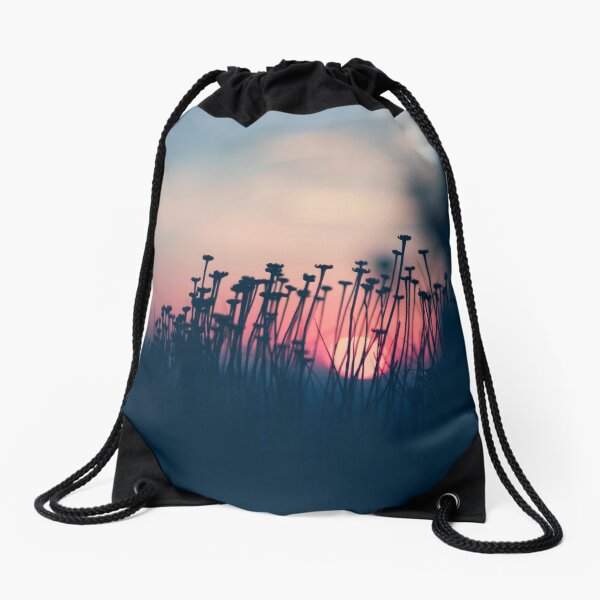 beach sunset Drawstring Bag