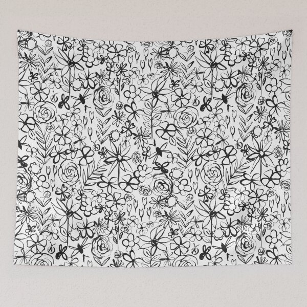Item preview, Black and White Ink Ditzy Floral designed and sold by gabrielleneil.